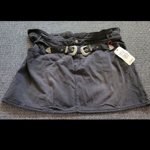 Arula Black Denim Belted Skirt Size 22